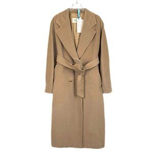 J14629 Maxmara 101801 series Brown wool lapel double-breasted belt coat coat 46